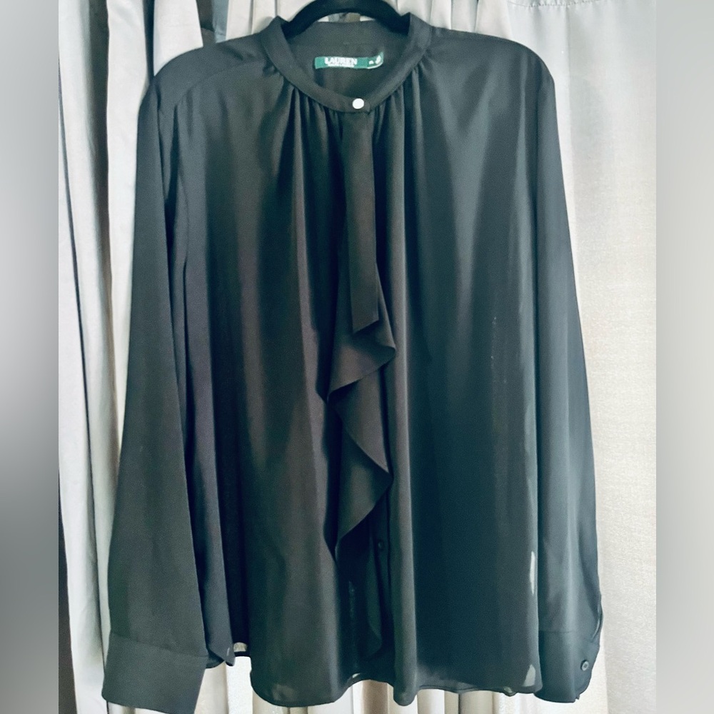 Ralph Lauren Black Ruffle Blouse